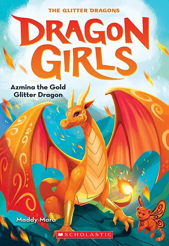 Dragon Girls -"Azmina the Gold Glitter Dragon"-rebooked, children's book, teenager's book, second hand book, english book, 小童書，青少年書，二手書，英文書